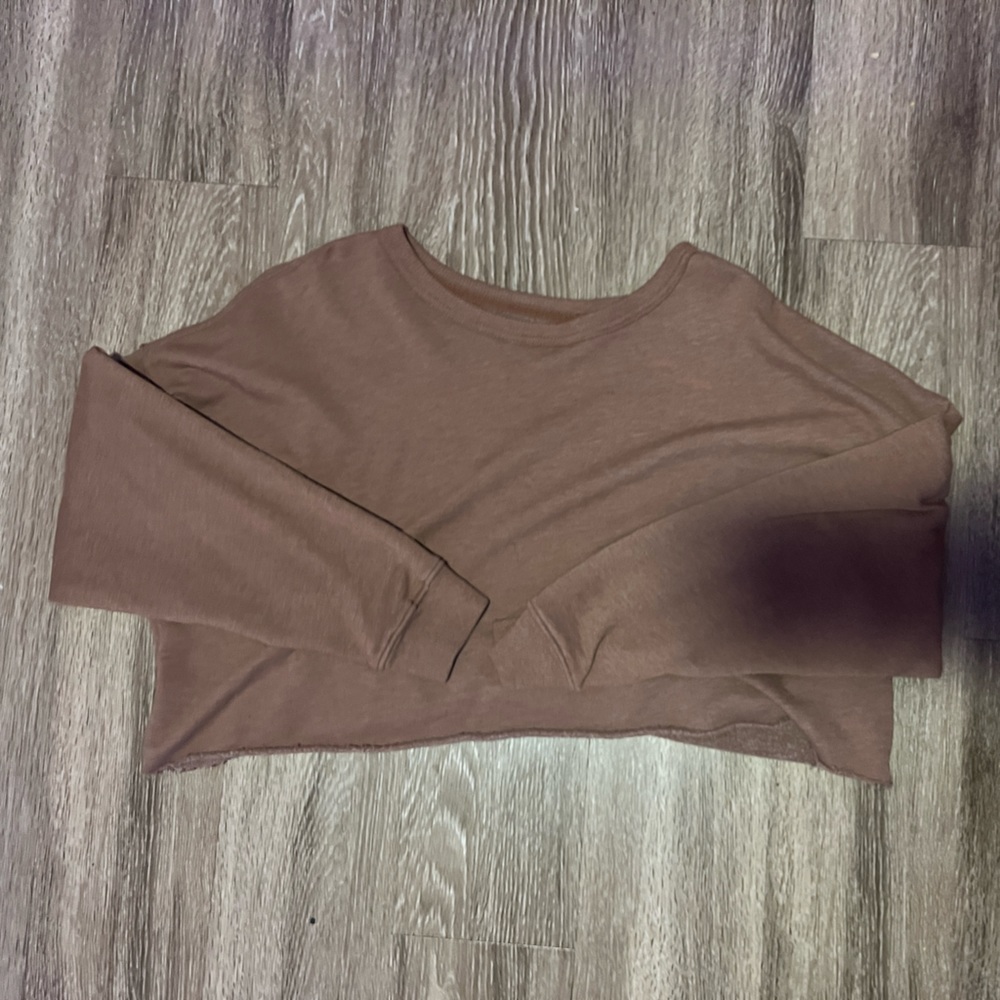 American Eagle cropped brown hoodie